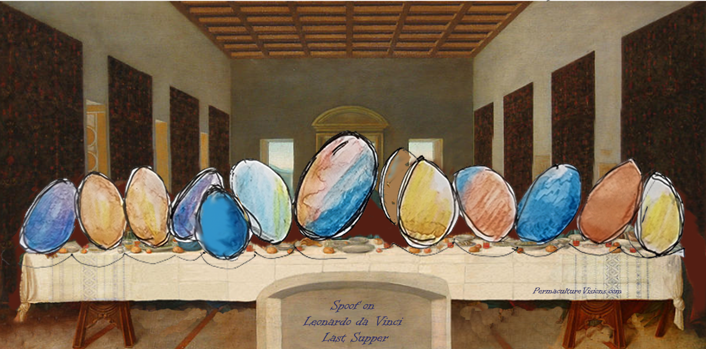 the last supper spoof with eggs